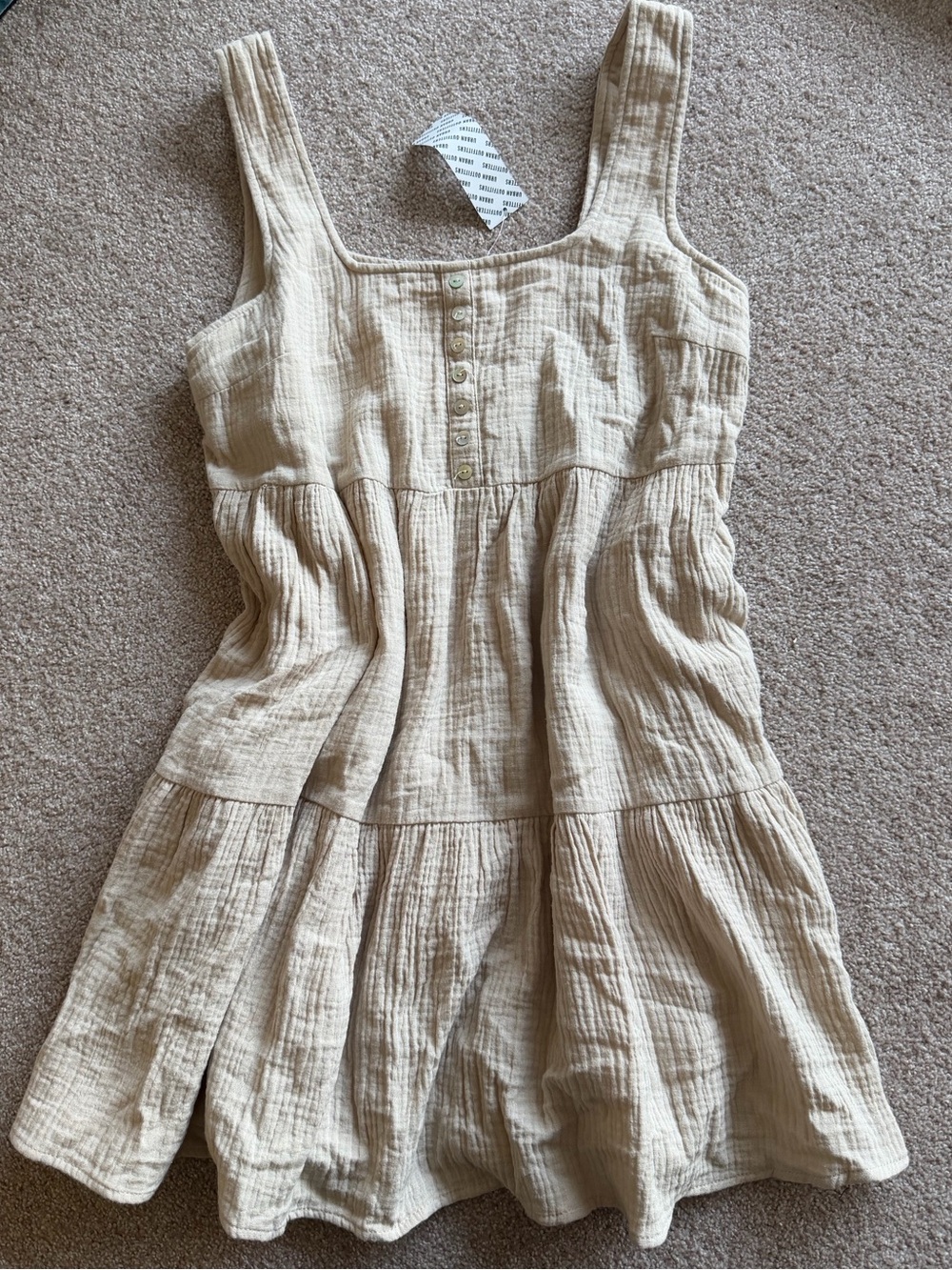 Urban Outfitters Cream Cotton Tiered Mini Dress